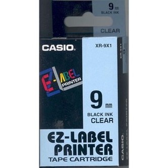 Páska, 9 mm x 8 m, CASIO, průhledná-černá