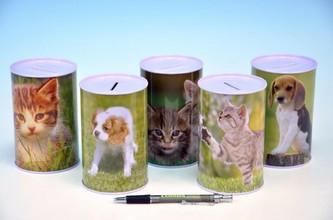 Pokladnička zvířata plech 8x13cm, 5 druhů - 1 kus