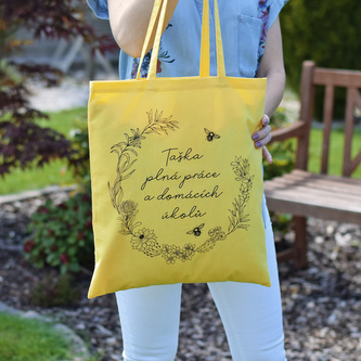 HOUSEDECOR Bavlněná taška - Taška plná práce domácích úkolů.