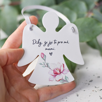 HOUSEDECOR Andílek s magnólií - Díky, mami.