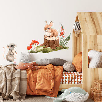 HOUSEDECOR Samolepka na zeď - Zajíc a myška