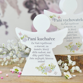 HOUSEDECOR Dárkový anděl - Paní kuchařce (s květinami)
