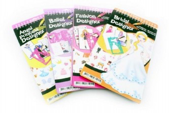 Módní návrhářka - blok s doplňky 4 druhy 14x25cm