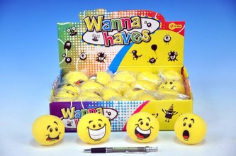 Stresový míček smajlík 6cm; 4 druhy - 1 kus