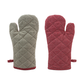 Kuchyňská chňapka s magnetem z recyklované bavlny, 18 x 32 cm, béžová + červená