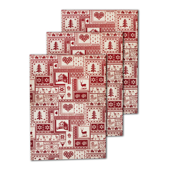 Vánoční utěrky 50*70 cm, sada 3 ks, červený patchwork