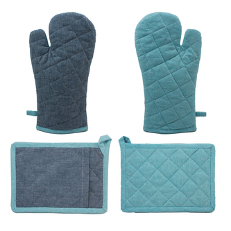 Chňapka s magnetem a podložkou z recyklované bavlny, modrá