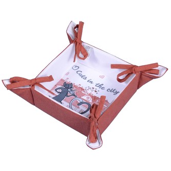 Home Elements Bavlněný košík na pečivo Kočky ve městě 34 x 34 cm