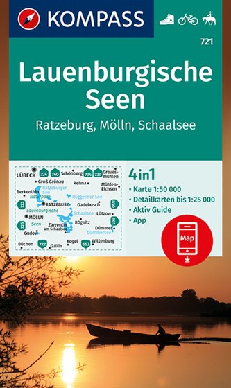 KOMPASS Wanderkarte Lauenburgische Seen, Ratzeburg, Mölln, Schaalsee 1:50 000