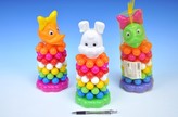 Skládanka pyramida s kroužky plast 26cm 3 druhy v síťce 12m+