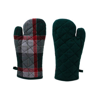 Kuchyňská chňapka 18*32 cm, Káro tmavě zelená