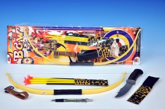 Luk indiánský 48cm + 3 šípy na přísavky + doplňky na kartě