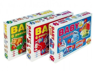 Baby puzzle, 18 dílků v krabici 35,5x24x5cm (1 krabice) 6 druhů