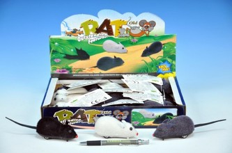 Myš plast 9cm jezdící na zpětné natažení; 3 barvy - 1 kus