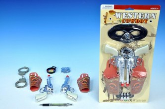 Kovbojská sada 2 pistole 17cm + doplňky; 2 druhy na kartě - 1 kus