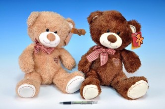 Medvěd 27cm s mašlí, 2 barvy - 1 kus