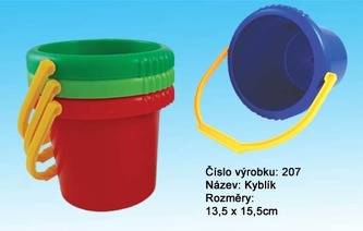Kbelík plast průměr 16cm výška 14cm, 4 barvy, od 12 měsíců - 1 kus