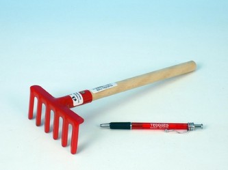 Hrábě malé dřevo/kov 27cm, 3 barvy nářadí (1ks)