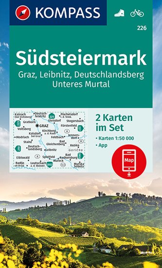 KOMPASS Wanderkarte Südsteiermark, Graz, Leibnitz, Deutschlandsberg, Unteres Murtal (2-K-Set) 1:50 000