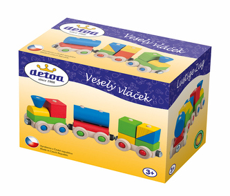 Veselý vláček dřevo 22x5x6cm v krabičce