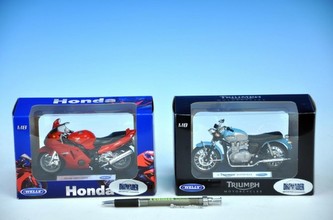 Motorka Welly kov 11cm 1:18; v krabičce - 1 kus