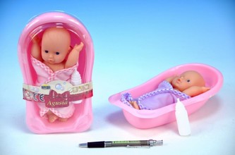 Panenka miminko Agusia 17cm s vaničkou 22cm asst 2 barvy