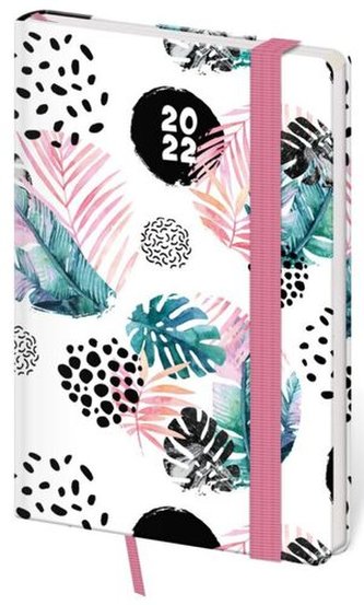 Diář 2022 týdenní kapesní Vario - Monstera s gumičkou