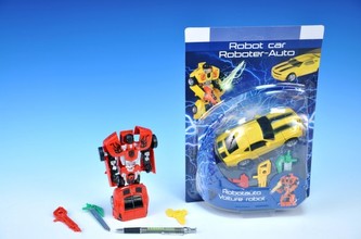 Transformer robot/auto 14cm; 2 druhy; na kartě - 1 kus