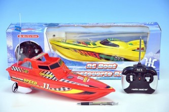 Člun/Loď RC 36cm na baterie na vysílačku; 2 barvy v krabici - 1 kus