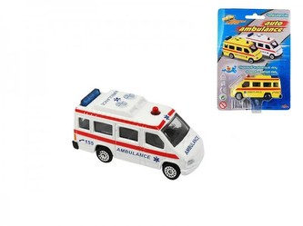 Auto ambulance kov 7cm 2 barvy na kartě - 1 kus