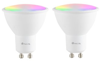 NGS Wi-Fi chytrá LED žárovka / 5W/ GU10/ 460lm/ 2100K- 6500K & RGB full color/ 2x pack