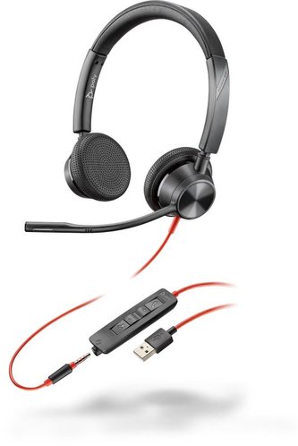 Poly BLACKWIRE 3325, náhlavní souprava na obě uši se sponou, USB-A + 3,5mm Poly BLACKWIRE 3325, náhlavní souprava na obě uši se sponou, USB-A + 3,5mm