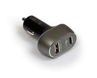 PORT CONNECT USB nabíječka do auta 12-24V, USB-C + USB-A, černá