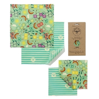 The Beeswax Wrap Opakovaně použitelný obal s včelím voskem dětský svačinový set Playground Game 4 ks