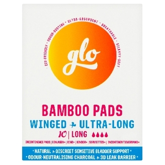 GLO Inkontinenční vložky z bio bambusu s křidélky Long 10 ks