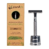 Pandoo Kovový holicí strojek se stojanem a 10 ks žiletek stříbrný