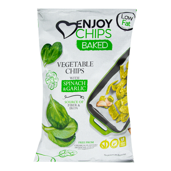 Chipsy bramborové pečené se špenátem a česnekem 40 g   ENJOY CHIPS SE