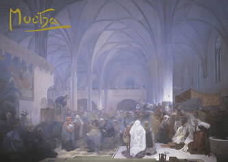 Pohled Alfons Mucha  – Kázání mistra Jana Husa, krátký (Slovanská epopej)