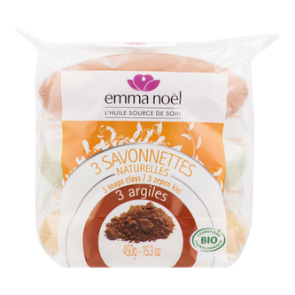 Mýdlo rostlinné jíl 3x150 g BIO   EMMA NOËL
