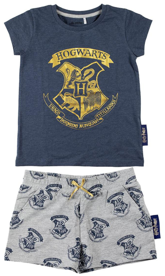 Dětské pyžamo s kraťasy Harry Potter: Hogwarts (10 let) modrá bavlna