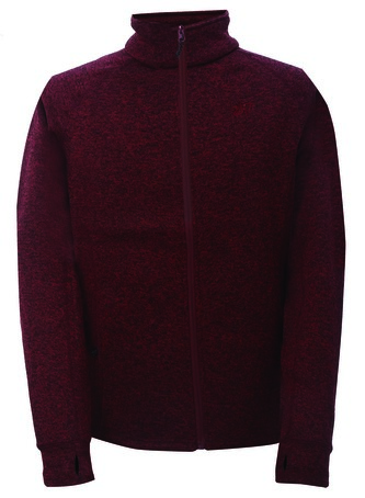 NOSSEN - pánská celorozepínací flatfleece mikina bez kapuce - Wine red - 3XL