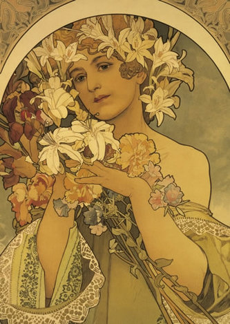 Pohled Alfons Mucha – Flower, krátký
