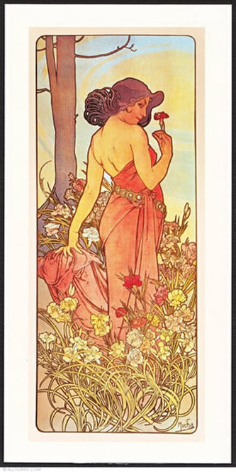 Pohled Alfons Mucha – Carnation, dlouhý