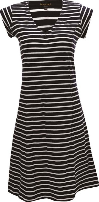 MARINE - dámské "pique" šaty s výstřihem do "V" - modré - 34