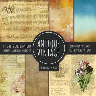 Antique Vintage Scrapbook Paper Pad 8x8 Decorative Scrapbooking Kit Collection for Cardmaking, DIY Crafts, Creating, Old Style T