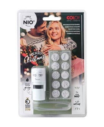 COLOP Little NIO Christmas (10 ks motivů+razítko+polštářek šedé barvy)