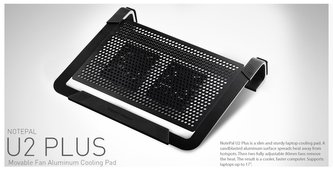 Cooler Master NotePal U2 PLUS, chladící podložka pod notebook, USB, 2 x 80 mm, černá