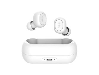 QCY - T1C, zcela bezdrátová špuntová sluchátka s dobíjecím boxem, bílá