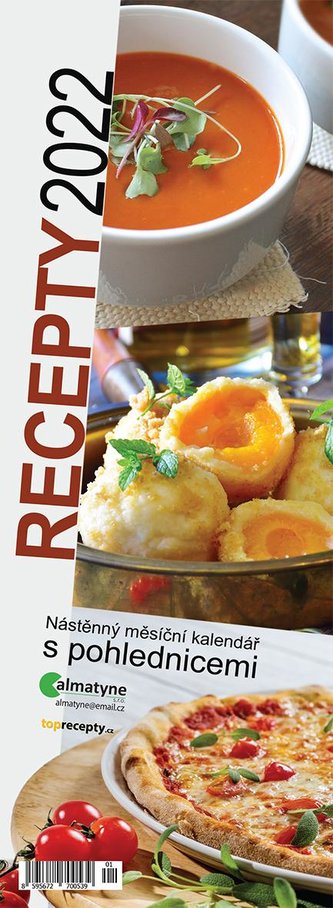 Kalendář 2022 Recepty, nástěnný pohlednicový měsíční, 105 x 290 mm