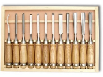 dláto řezbářské sada 12díl., dřev.kazeta